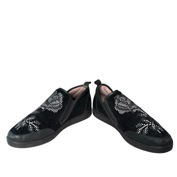 Donald J Pliner Mylasp Embellished Floral Black Suede Sneaker Size 7 - Picture 10 of 16